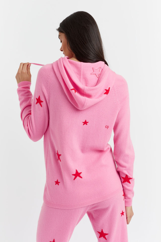 Flamingo-Pink Wool-Cashmere Star Hoodie image 3