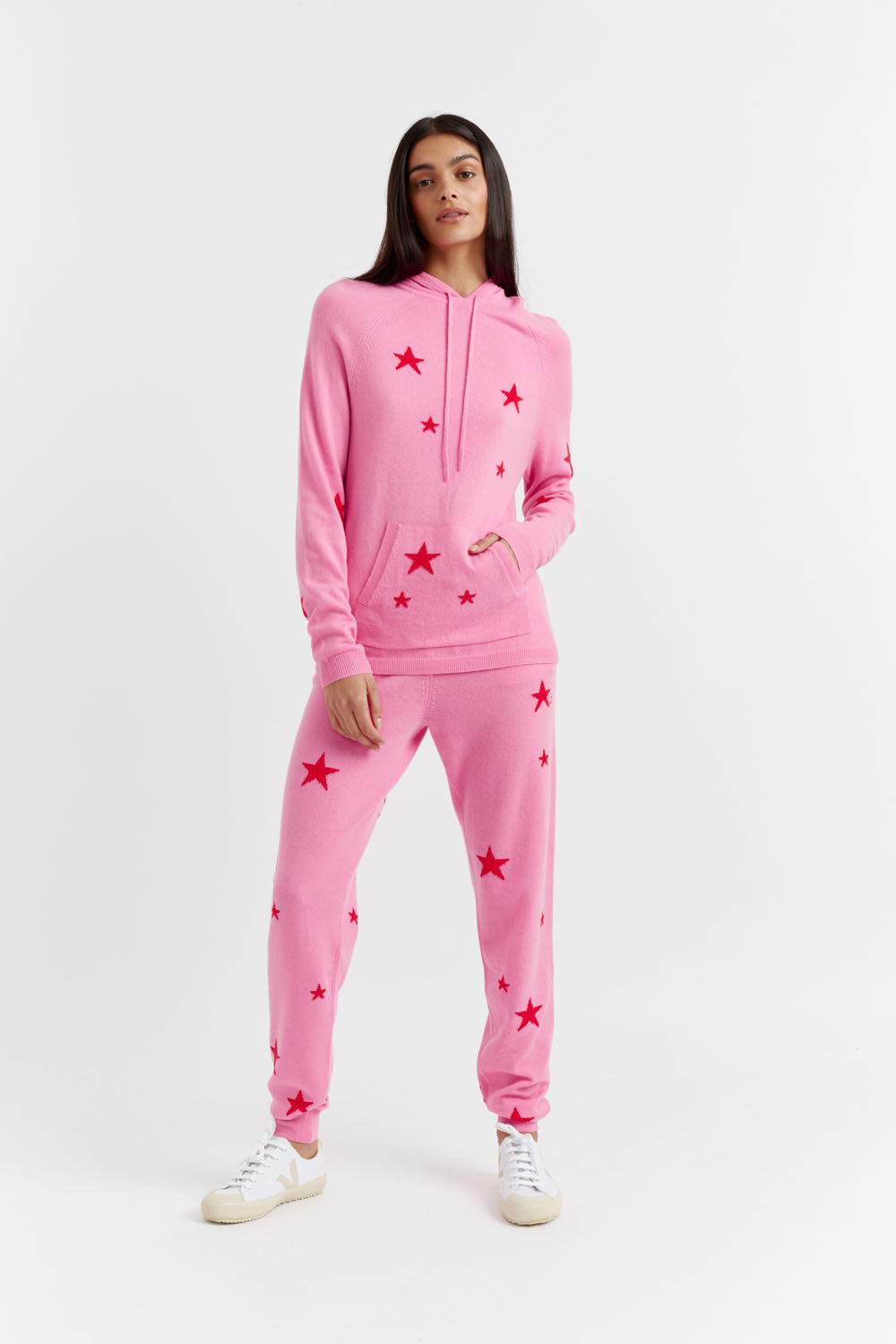 Flamingo Pink Wool Cashmere Star Track Pants Chinti Parker UK
