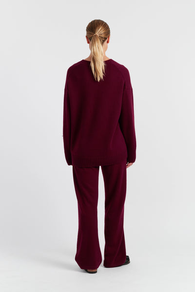 Claret Pure Cashmere Crew Neck Sweater