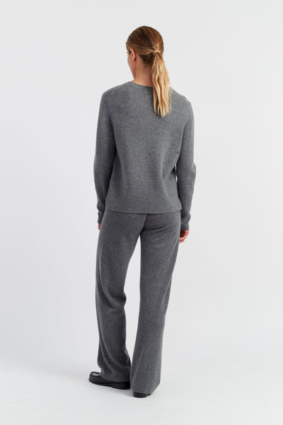Grey-Melange Pure Cashmere Boxy Sweater