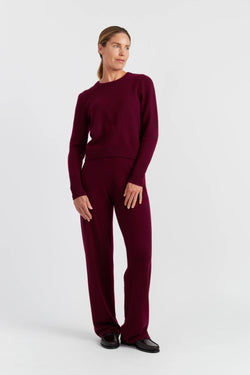 Claret Cashmere Wide-Leg Pants