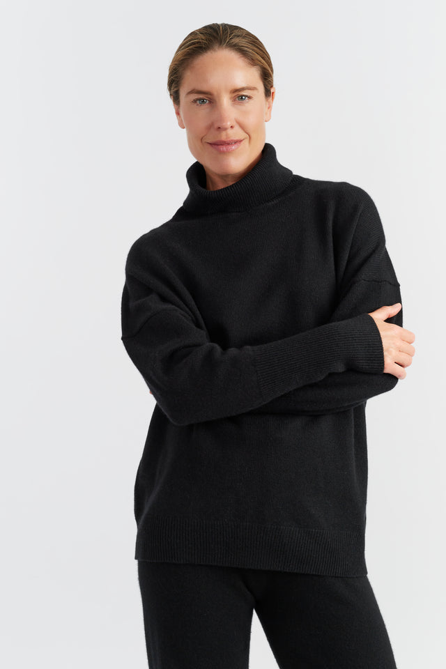 Black Pure Cashmere Rollneck Sweater image 1