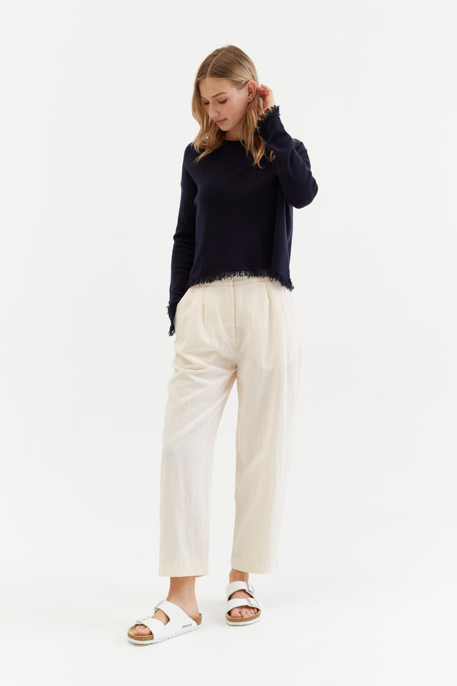 Cream Lyocell Cropped Trousers image 1