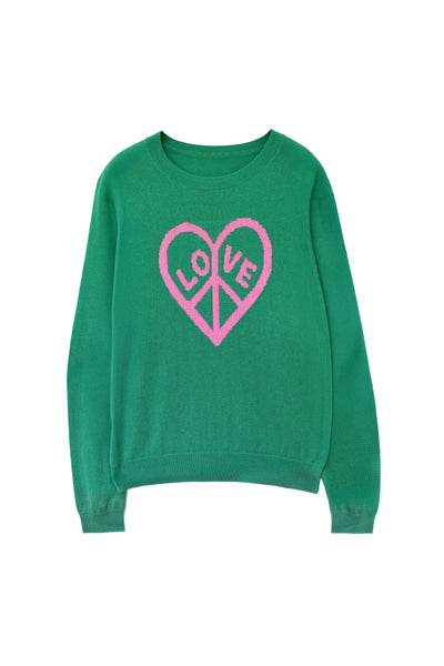 Jolly-Green Wool-Cashmere Love & Peace Sweater