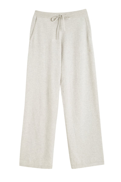 Beige pants with a drawstring on a white background