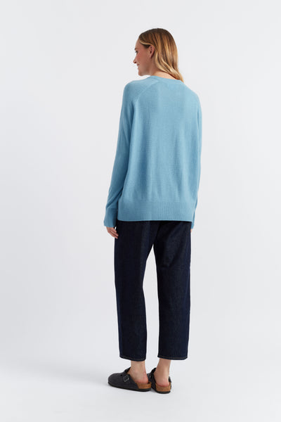 Sky-Blue Cloud Cashmere Slouchy Sweater