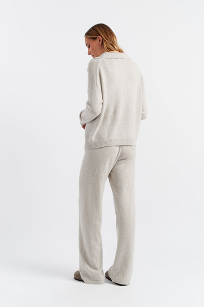 Taupe Cloud Cashmere Collared Sweater