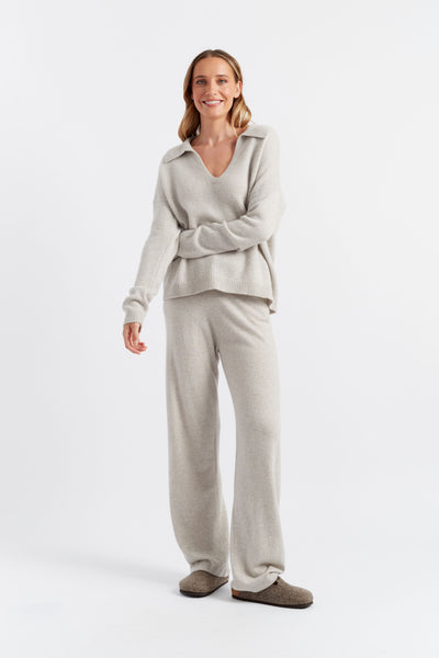 Taupe Cloud Cashmere Collared Sweater