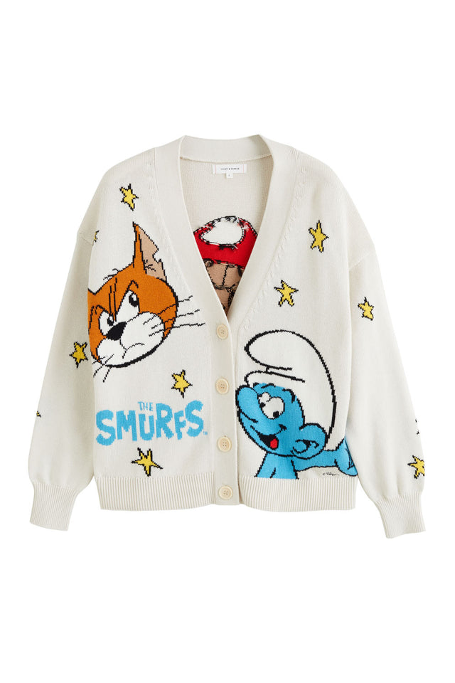Cream Cotton-Wool Smurfs Cardigan image 2