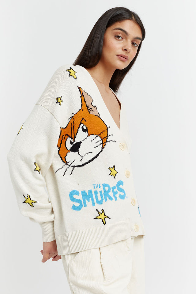 Cream Cotton-Wool Smurfs Cardigan image 1