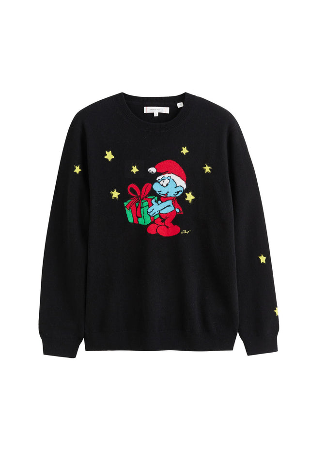 Black Wool-Cashmere Christmas Smurf Sweater image 2