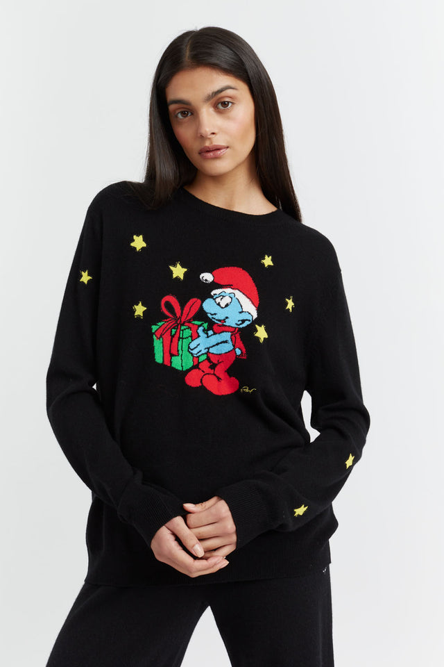 Black Wool-Cashmere Christmas Smurf Sweater image 1
