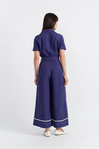Blue Tencel-Linen La Mer Jumpsuit
