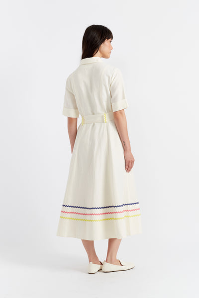 Cream Tencel-Linen Starboard Dress