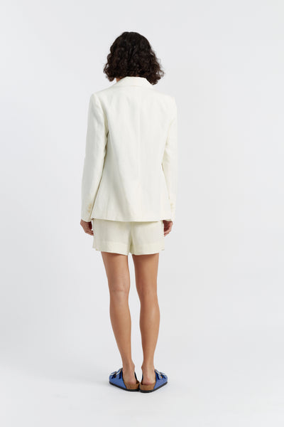 Cream Tencel-Linen Shorts