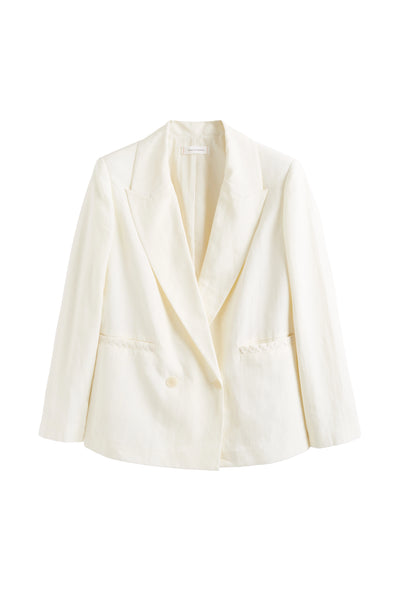 Cream Tencel-Linen Blazer