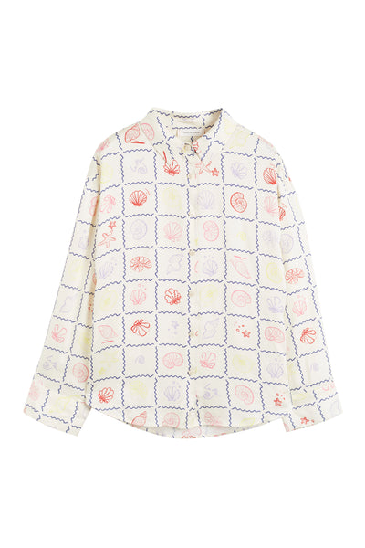 Cream Viscose-Rayon La Mer Shirt