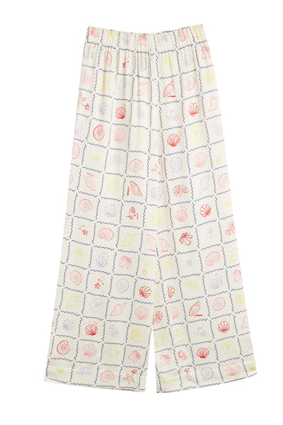 Cream Viscose-Rayon La Mer Trousers