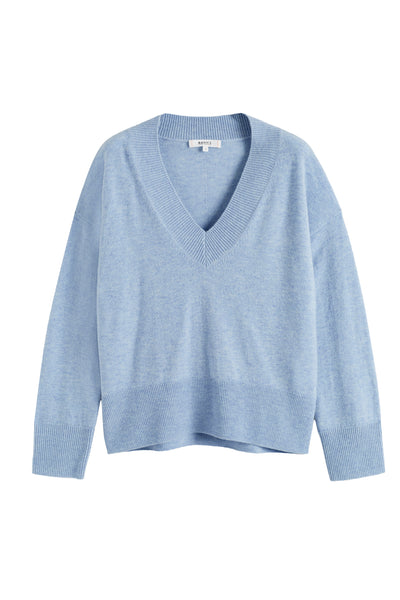 Baby-Blue Wool-Cashmere V-neck Sweater