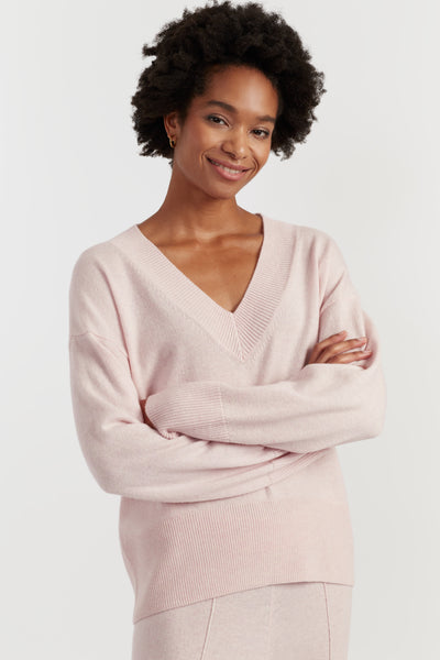 pink-melange-wool-cashmere-v-neck-sweater