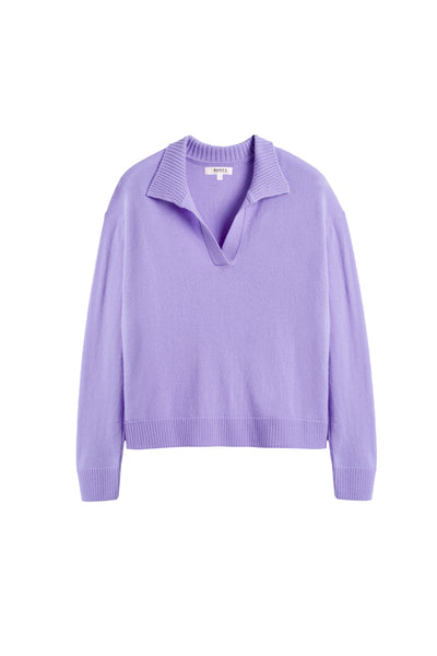 Lavender Wool-Cashmere Collared Sweater