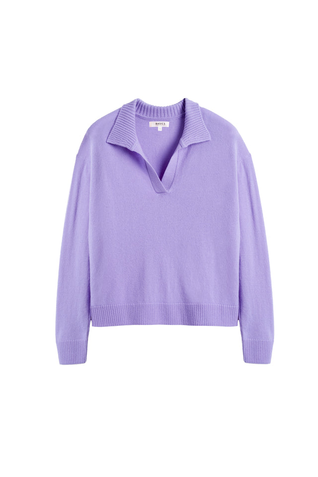 Lavender Wool-Cashmere Collared Sweater image 4