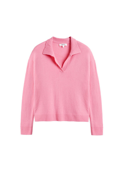 Pink Wool-Cashmere Collared Sweater