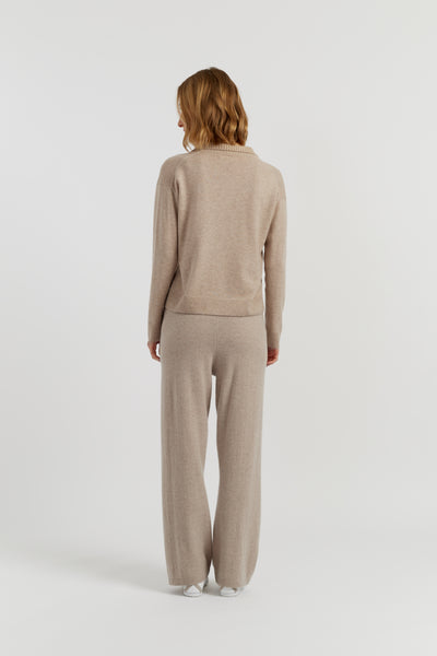 Soft-Oat Wool-Cashmere Collared Sweater