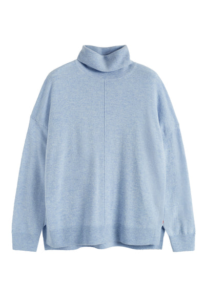 Baby-Blue Wool-Cashmere Relaxed Rollneck Sweater
