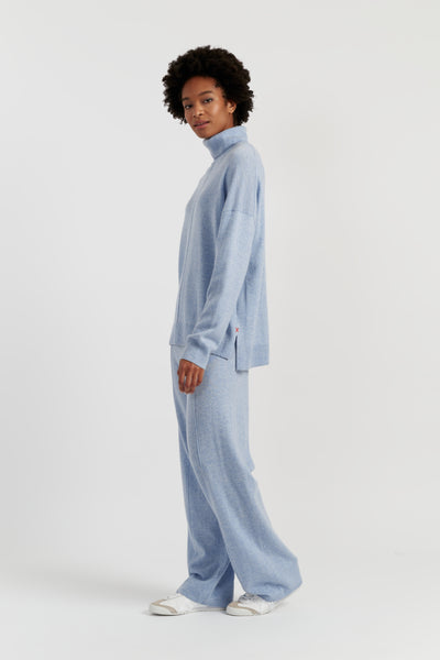 Baby-Blue Wool-Cashmere Relaxed Rollneck Sweater