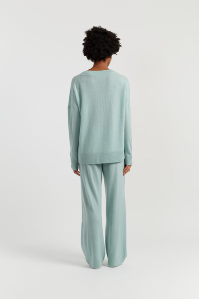 Dusty-Mint Wool-Cashmere Light Slouchy Sweater