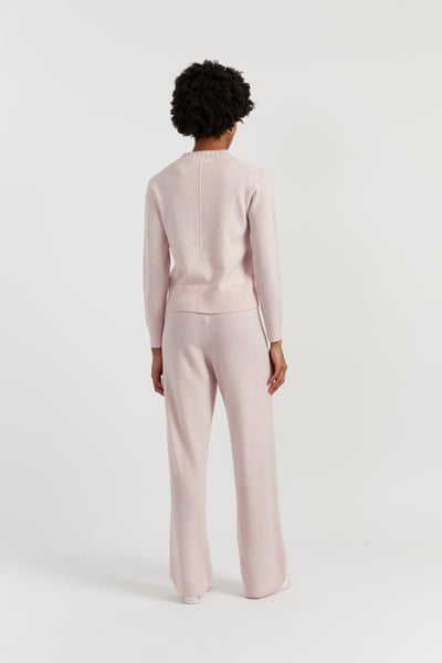 Pink-Melange Wool-Cashmere Cropped Sweater