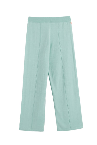Dusty-Mint Wool-Cashmere Wide-Leg Track Pants