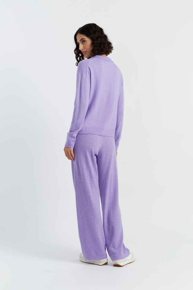 Lavender Wool-Cashmere Collared Sweater image 2