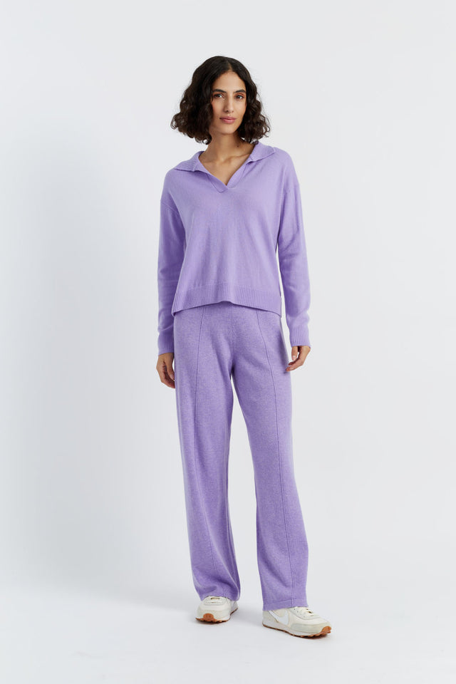 Lavender Wool-Cashmere Collared Sweater image 3