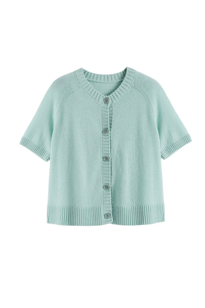 Dusty-Mint Wool-Cashmere Light Button Tee