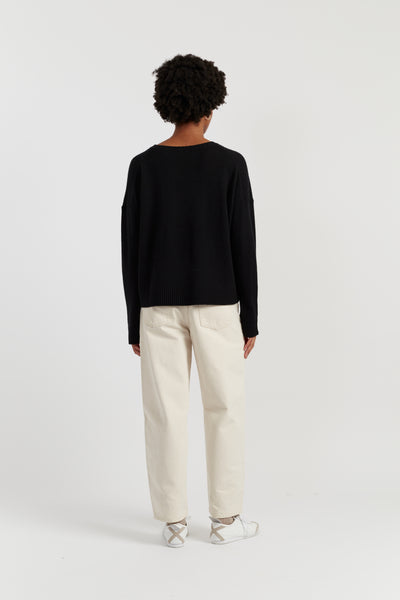 Black Wool-Cashmere Light Relaxed Sweater