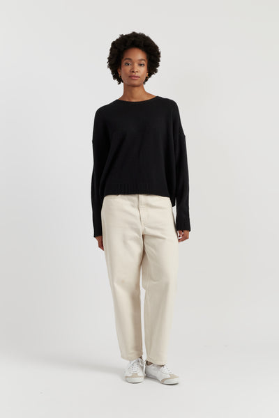 Black Wool-Cashmere Light Relaxed Sweater
