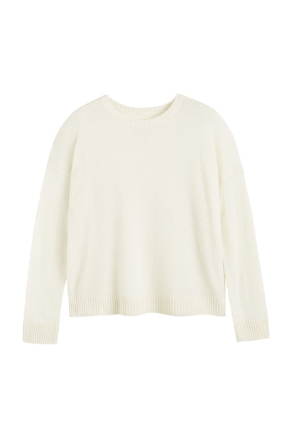 Cream Wool-Cashmere Light Relaxed Sweater