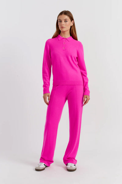 Fuchsia Wool-Cashmere Polo Sweater