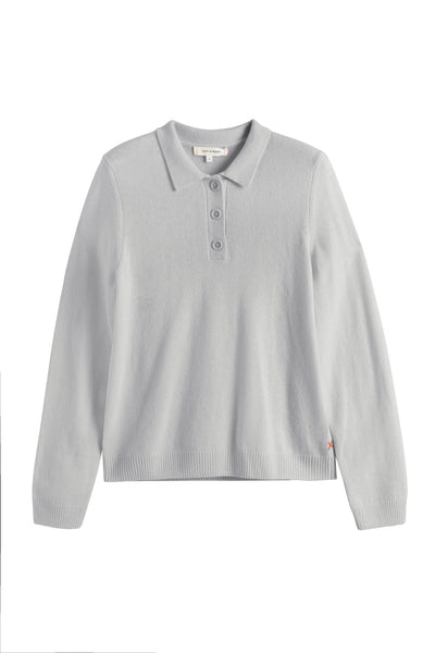 Light-Grey Wool-Cashmere Polo Sweater