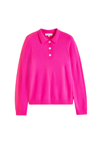 Fuchsia Wool-Cashmere Polo Sweater