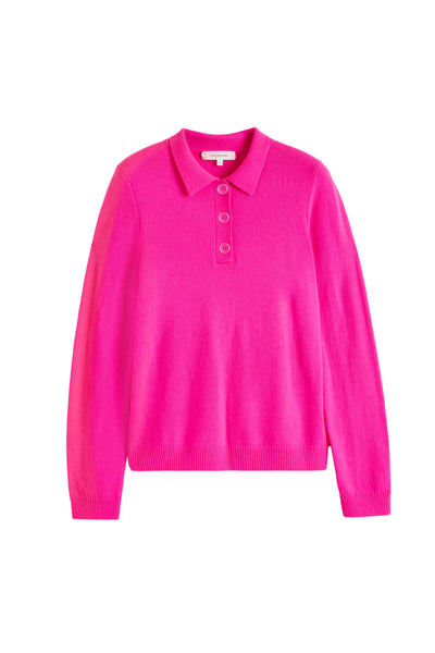 Fuchsia Wool-Cashmere Polo Sweater