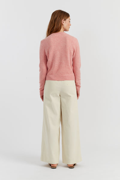 Pink-Marl Cloud Cashmere Cropped Sweater
