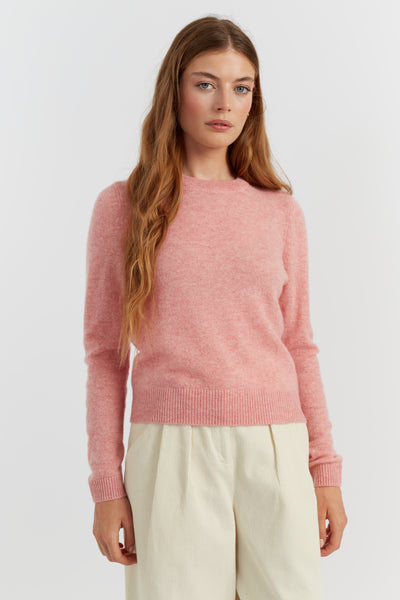 Pink-Marl Cloud Cashmere Cropped Sweater
