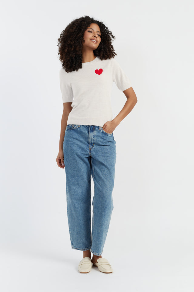 Cream Merino Heart Breton T-shirt image 3