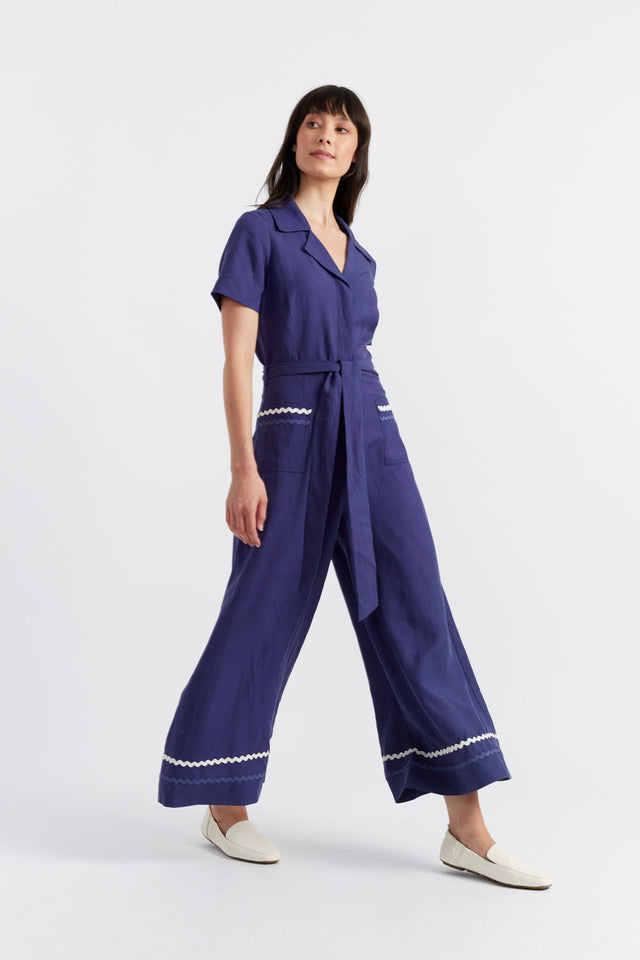 Blue Tencel-Linen La Mer Jumpsuit image 1