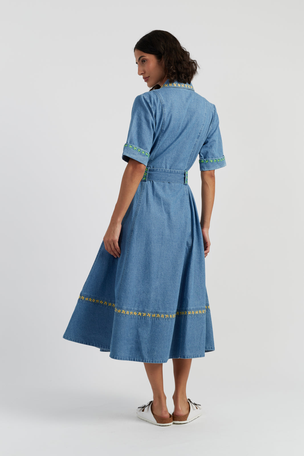 Blue Cotton Chambray Buttercup Shirt Dress - Chinti & Parker UK Blue Cotton Chambray Buttercup Shirt Dress - Chinti & Parker UK