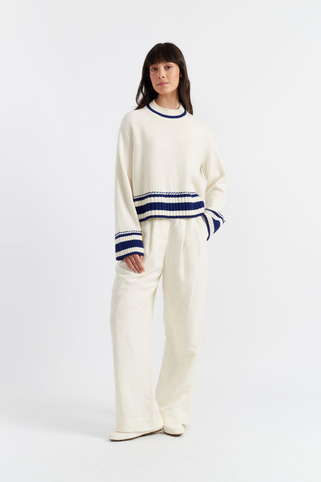 Cream Wool-Cashmere Guernsey Sweater image 2