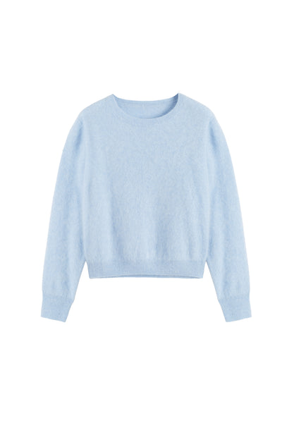 Baby-Blue Brushed Pure Cashmere Sweater